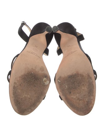 Jimmy Choo Satin Crystal Embellishments Slingback Sandals