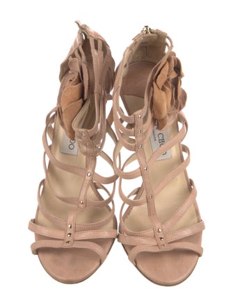 Jimmy Choo Camellia Accent Leather Gladiator Sandals