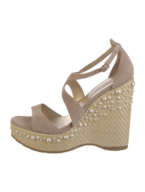 Jimmy Choo Faux Pearl Accents Suede Sandals
