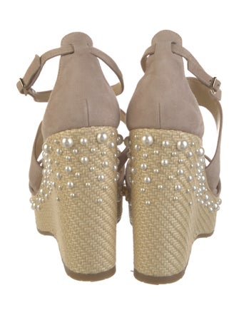 Jimmy Choo Faux Pearl Accents Suede Sandals
