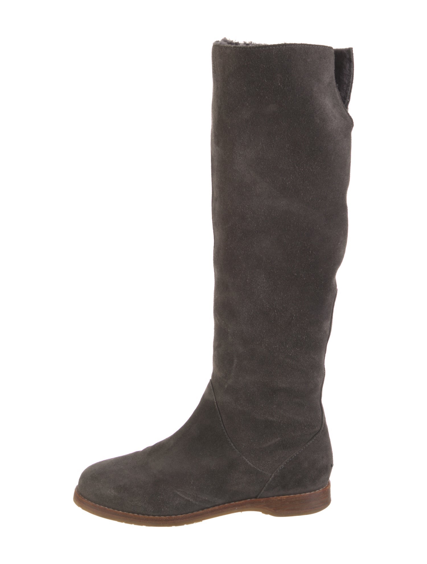 Jimmy Choo Suede Fur Trim Riding Boots