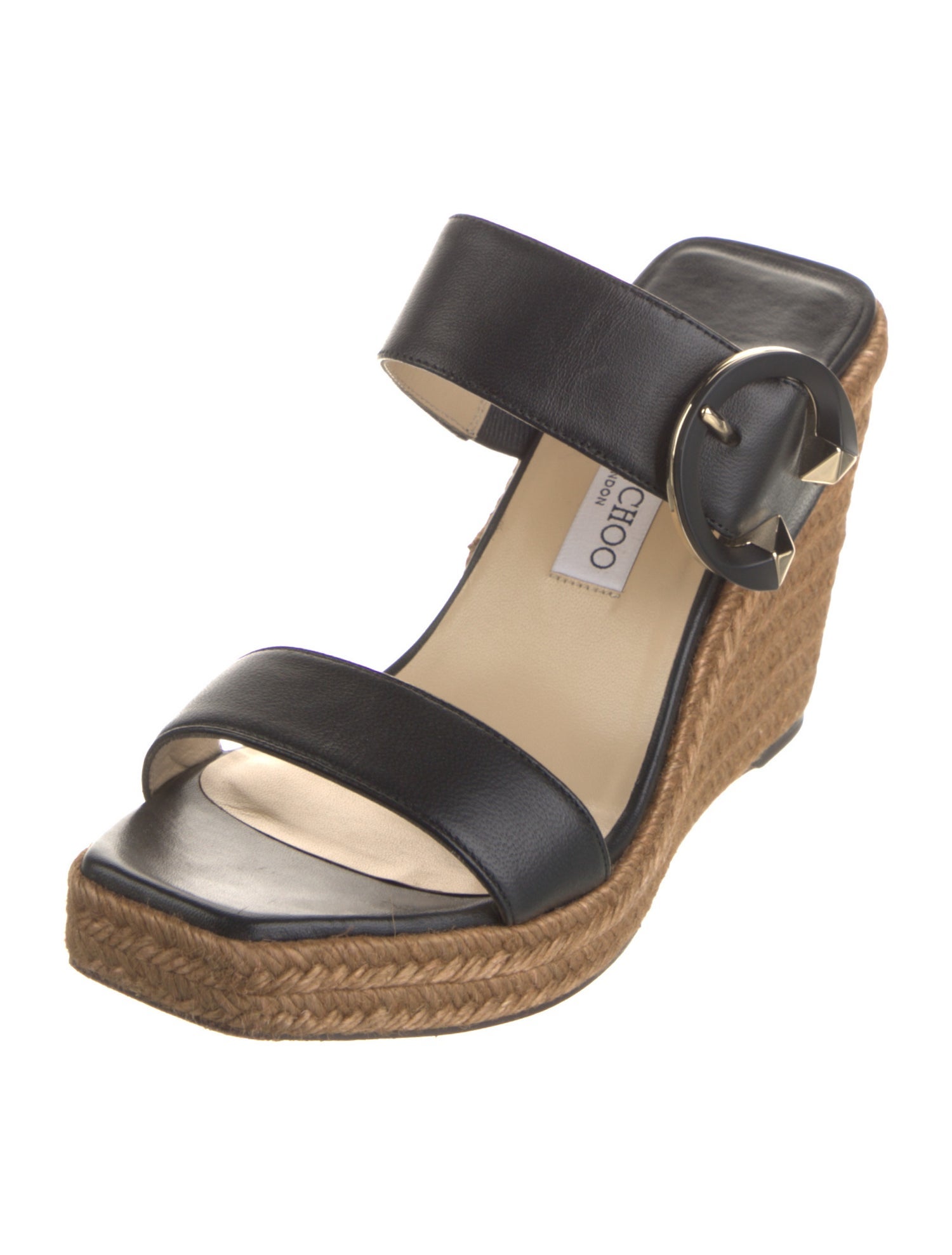 Jimmy Choo Leather Studded Accents Espadrilles