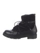 Jimmy Choo Leather Faux Fur Trim Combat Boots