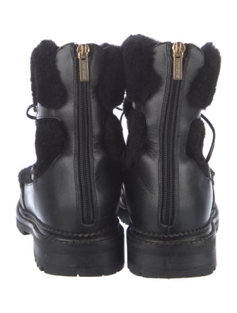 Jimmy Choo Leather Faux Fur Trim Combat Boots