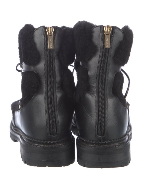Jimmy Choo Leather Faux Fur Trim Combat Boots