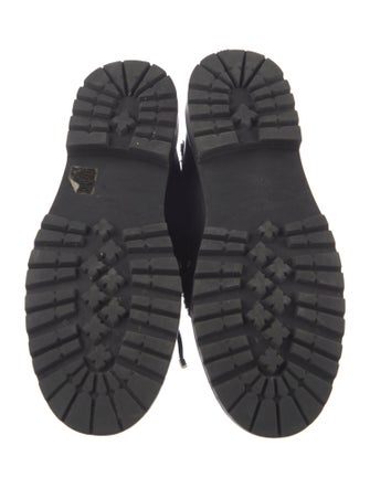 Jimmy Choo Leather Faux Fur Trim Combat Boots