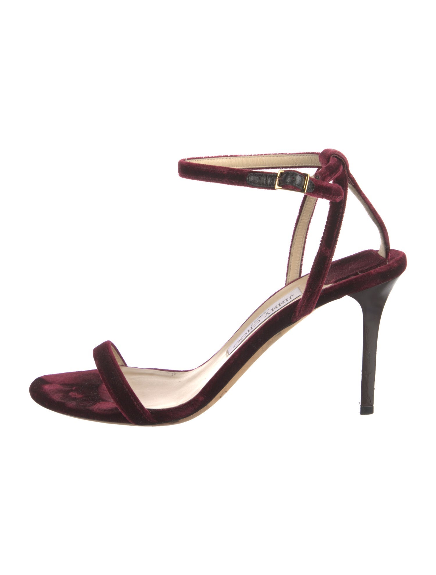 Jimmy Choo Velvet Leather Trim Embellishment Sandals