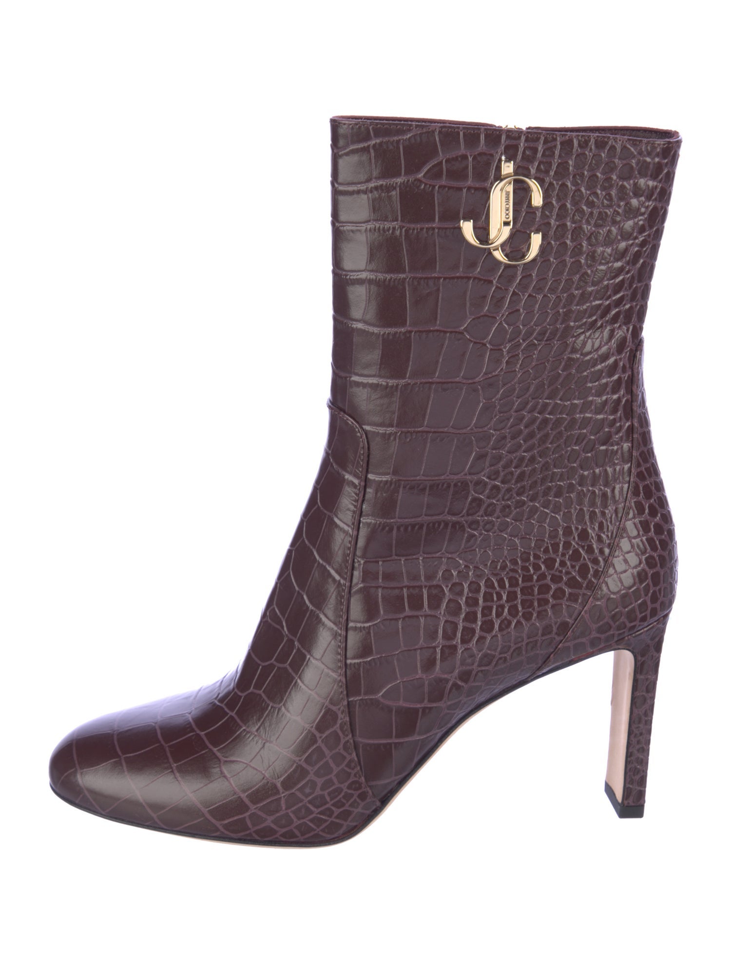 Jimmy Choo Embossed Leather Animal Print Boots
