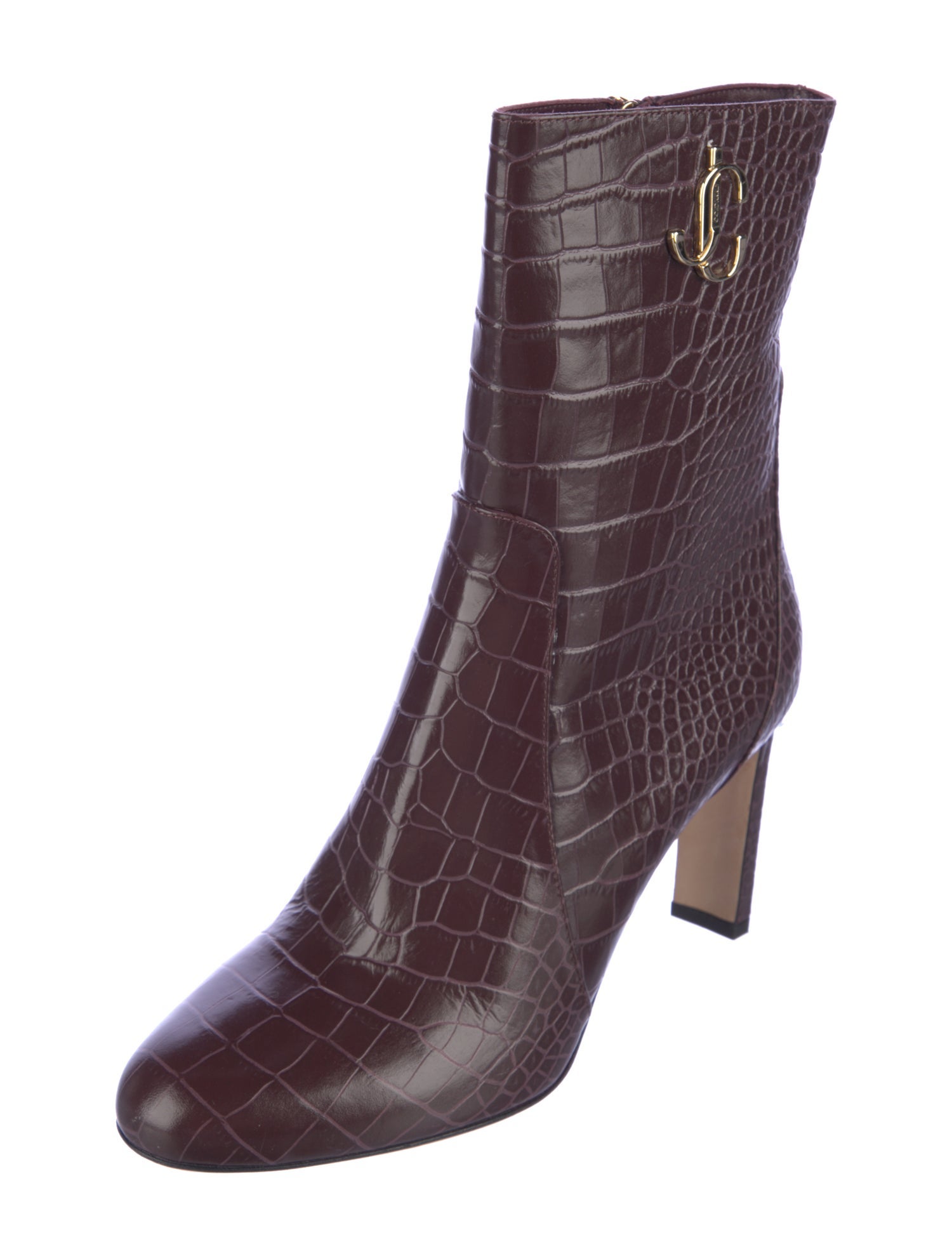 Jimmy Choo Embossed Leather Animal Print Boots