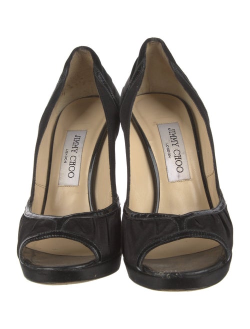 Jimmy Choo Satin Leather Trim Embellishment D'Orsay Pumps