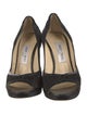 Jimmy Choo Satin Leather Trim Embellishment D'Orsay Pumps