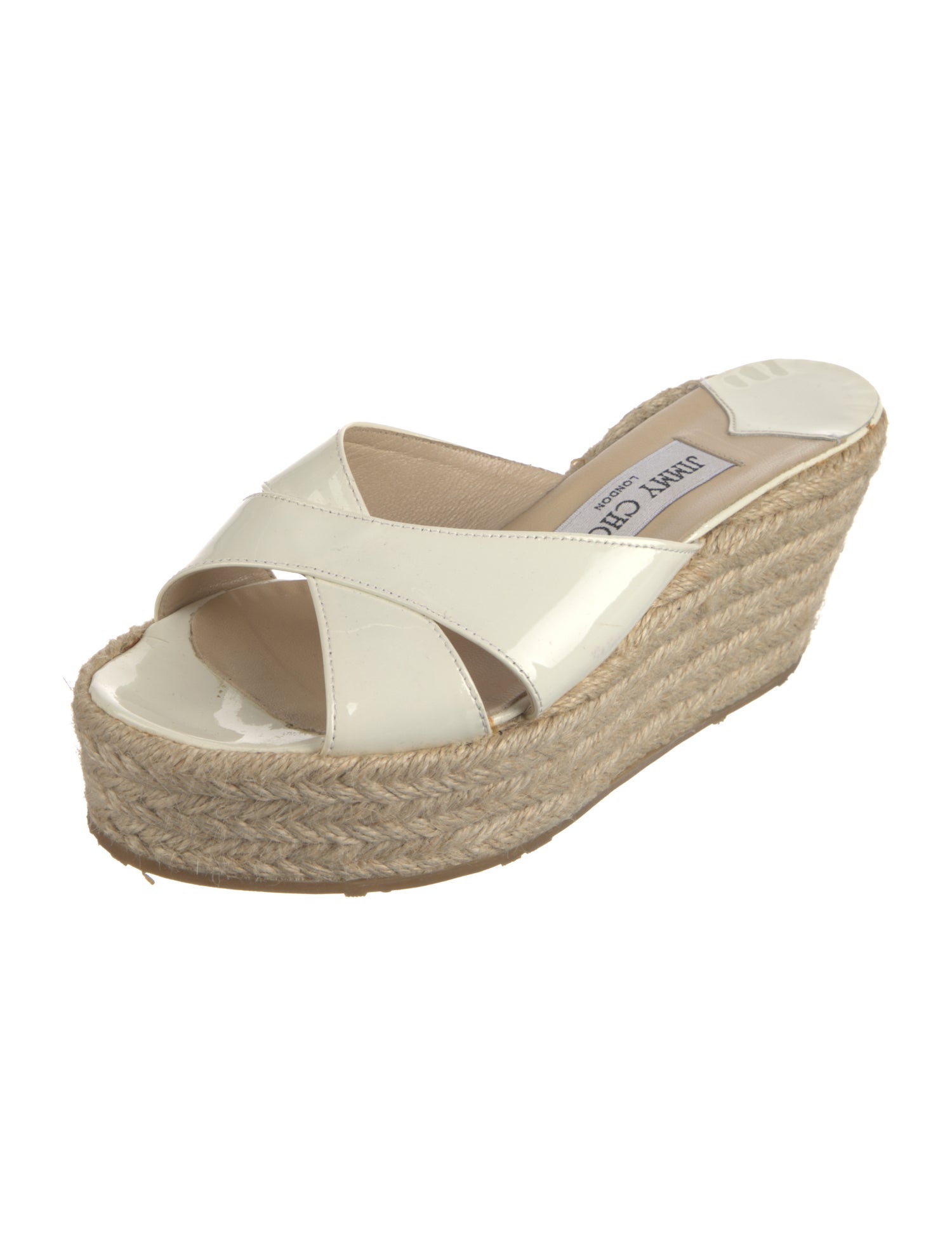Jimmy Choo Patent Leather Braided Accents Espadrilles