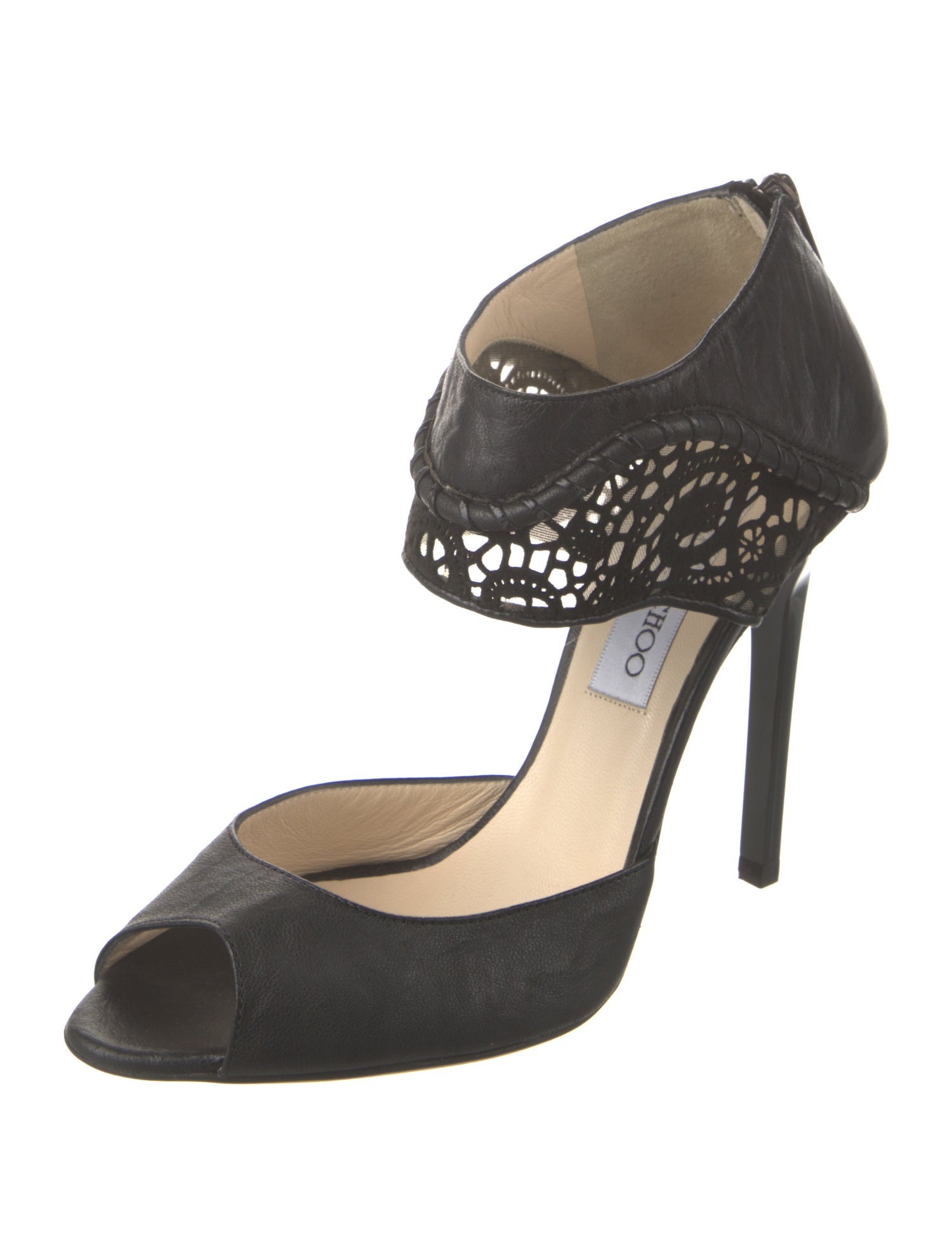 Jimmy Choo Leather Mesh Accents D'Orsay Pumps
