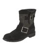 Jimmy Choo Suede Studded Accents Moto Boots