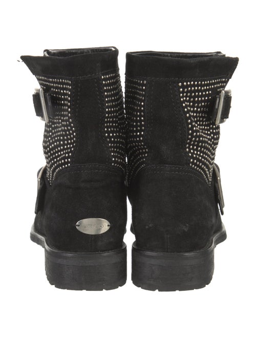 Jimmy Choo Suede Studded Accents Moto Boots