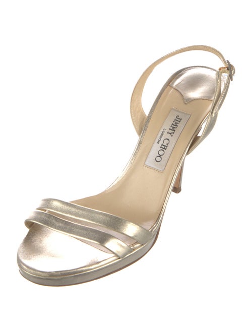 Jimmy Choo Leather Glitter Accents Slingback Sandals