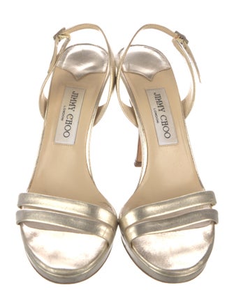 Jimmy Choo Leather Glitter Accents Slingback Sandals