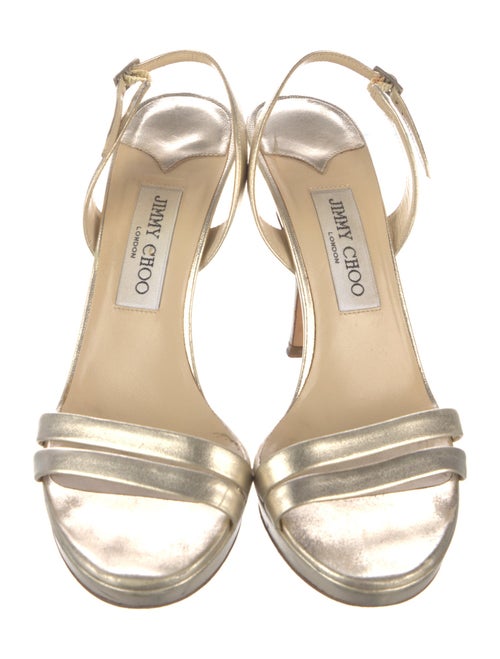 Jimmy Choo Leather Glitter Accents Slingback Sandals