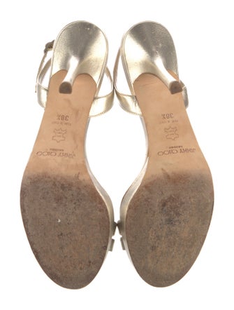 Jimmy Choo Leather Glitter Accents Slingback Sandals