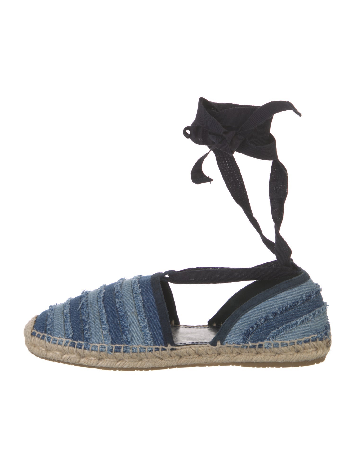 Jimmy Choo Denim Colorblock Pattern Espadrilles