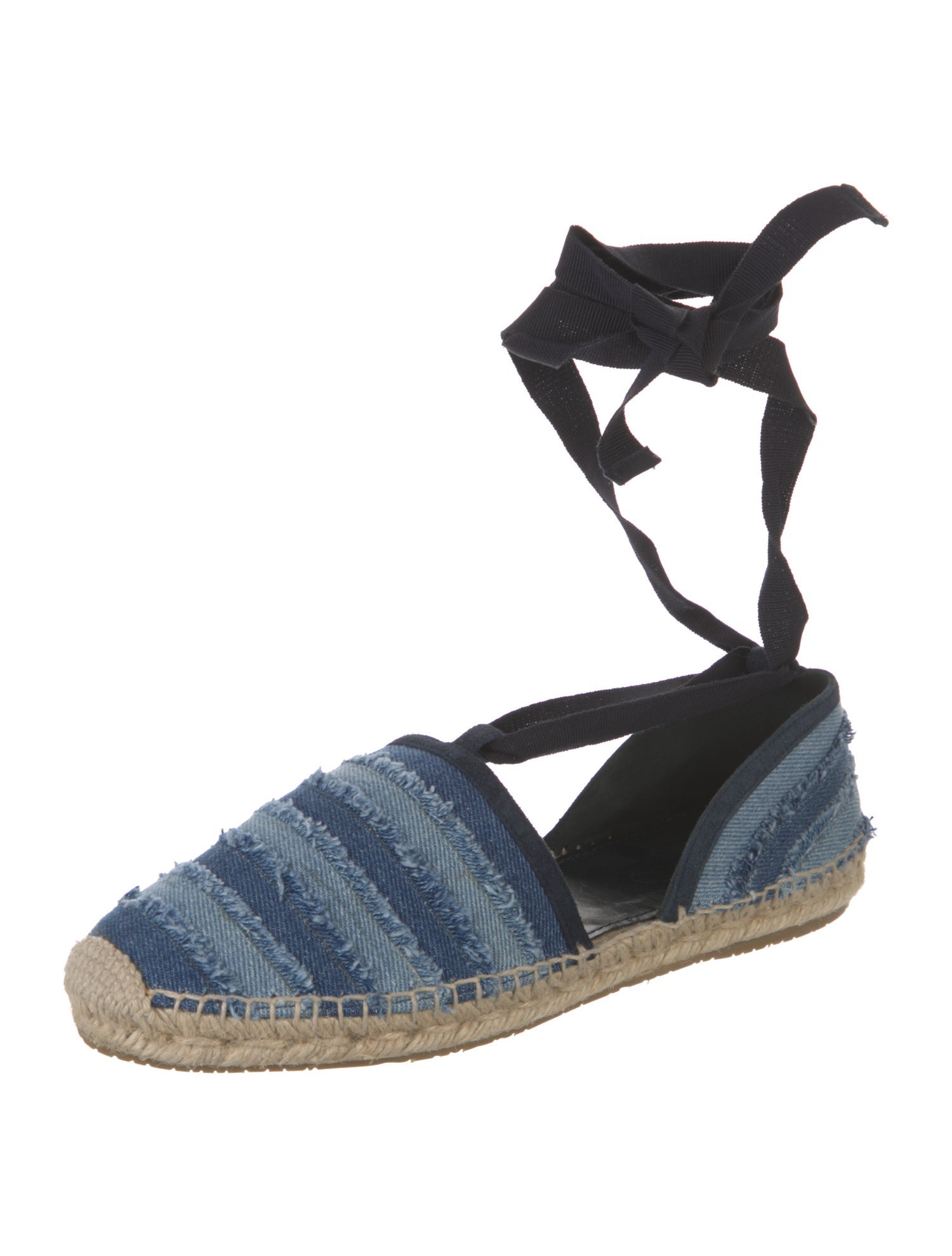 Jimmy Choo Denim Colorblock Pattern Espadrilles