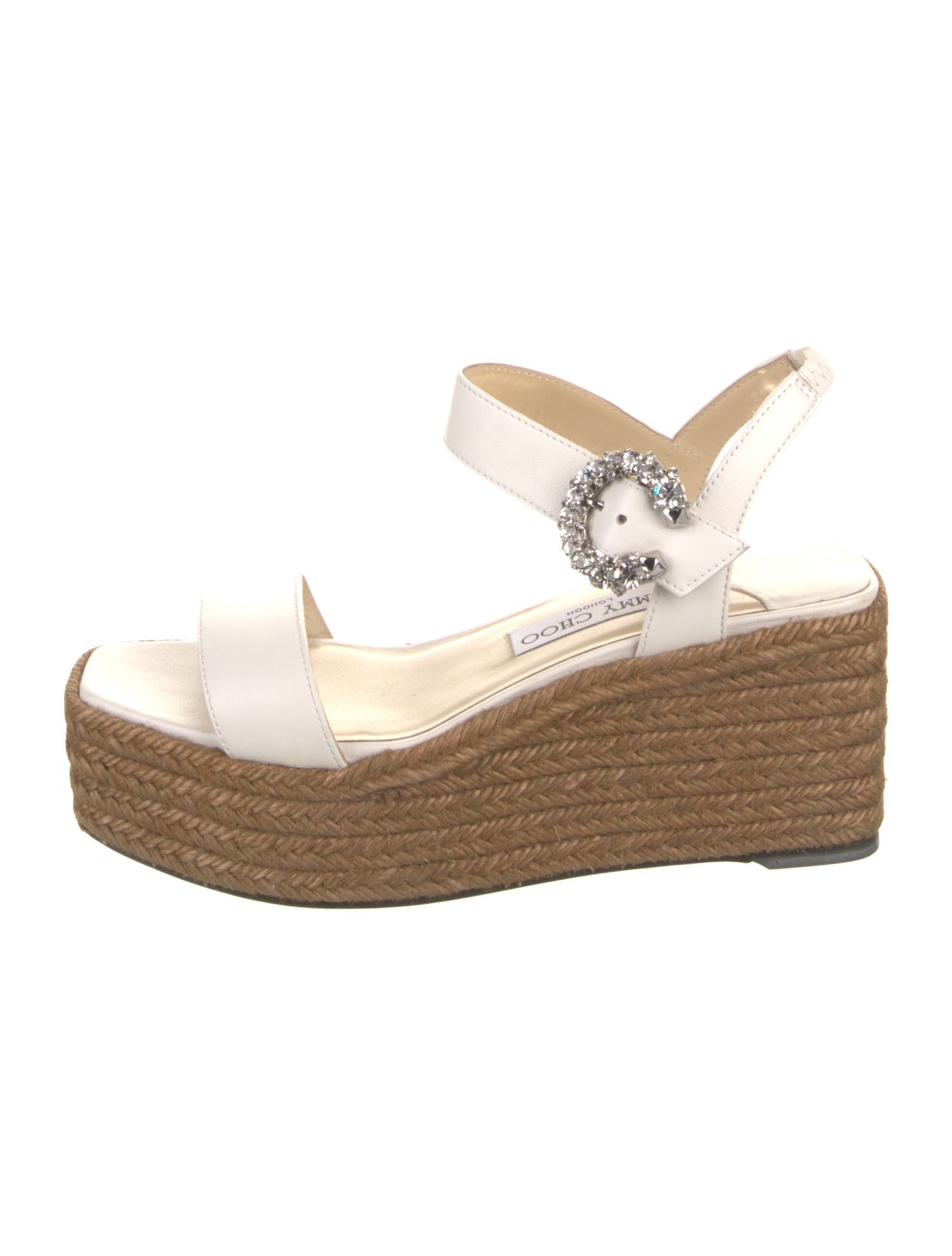 Jimmy Choo Leather Crystal Embellishments Espadrilles