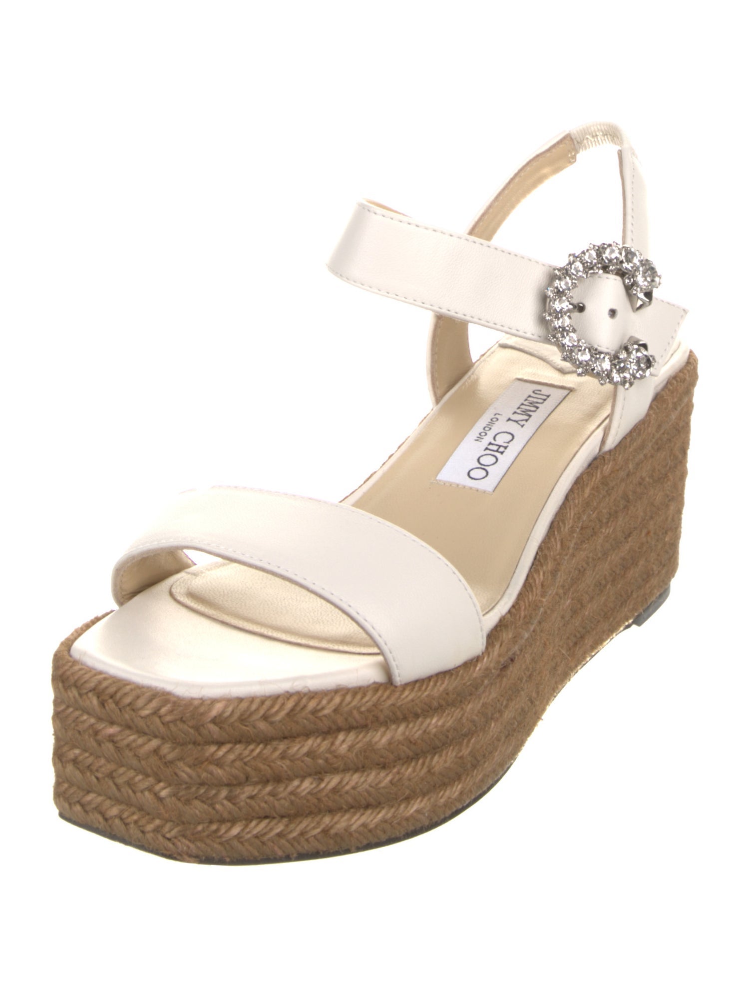 Jimmy Choo Leather Crystal Embellishments Espadrilles