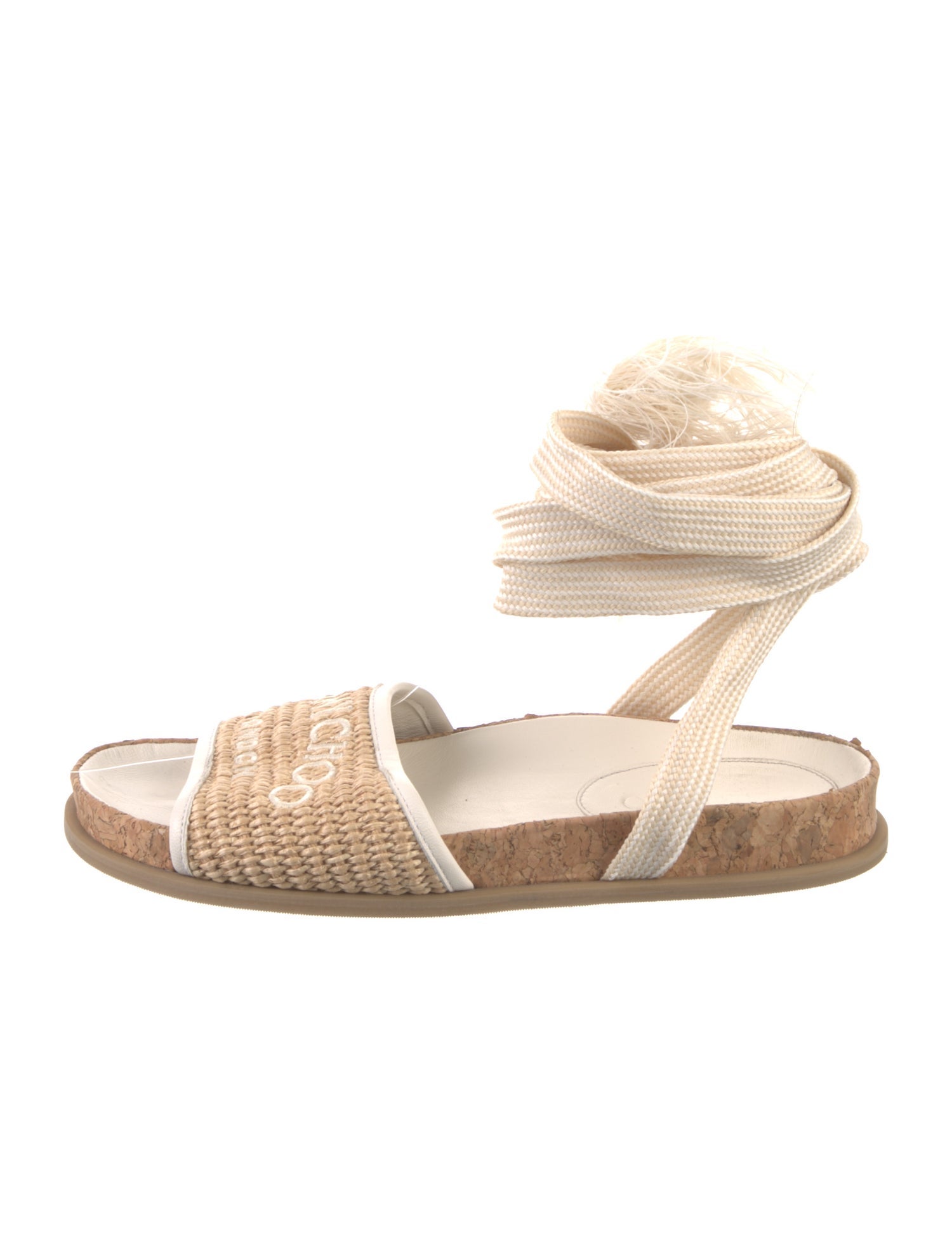 Jimmy Choo Raffia Graphic Print Slingback Sandals