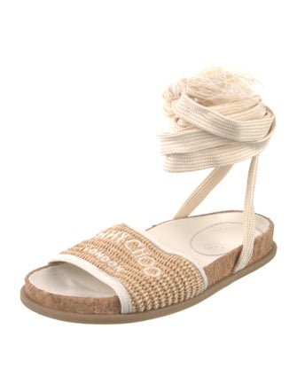 Jimmy Choo Raffia Graphic Print Slingback Sandals