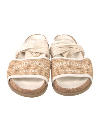 Jimmy Choo Raffia Graphic Print Slingback Sandals