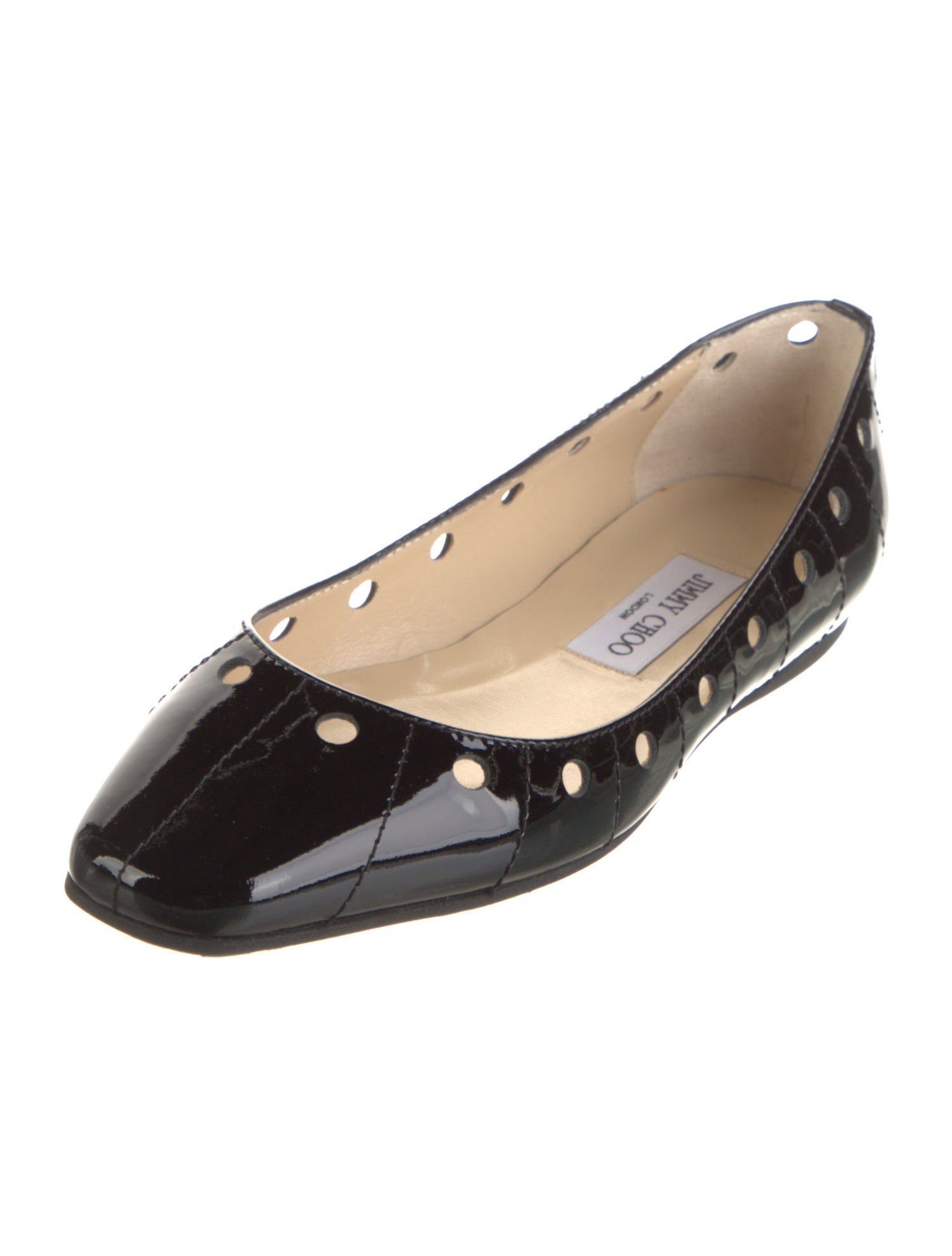 Jimmy Choo Patent Leather Lasercut Accents Flats