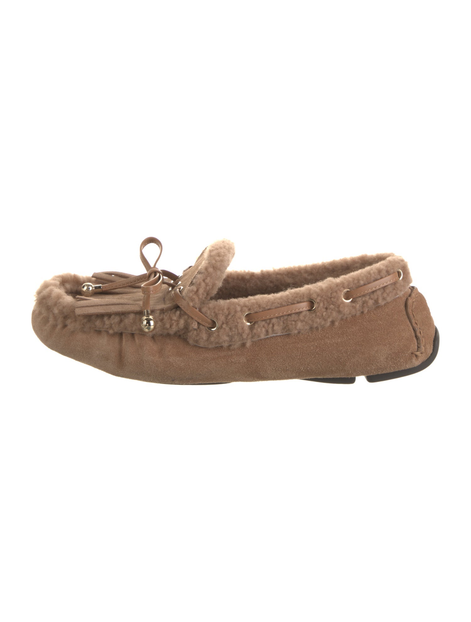 Jimmy Choo Suede Whipstitch Trim Moccasins