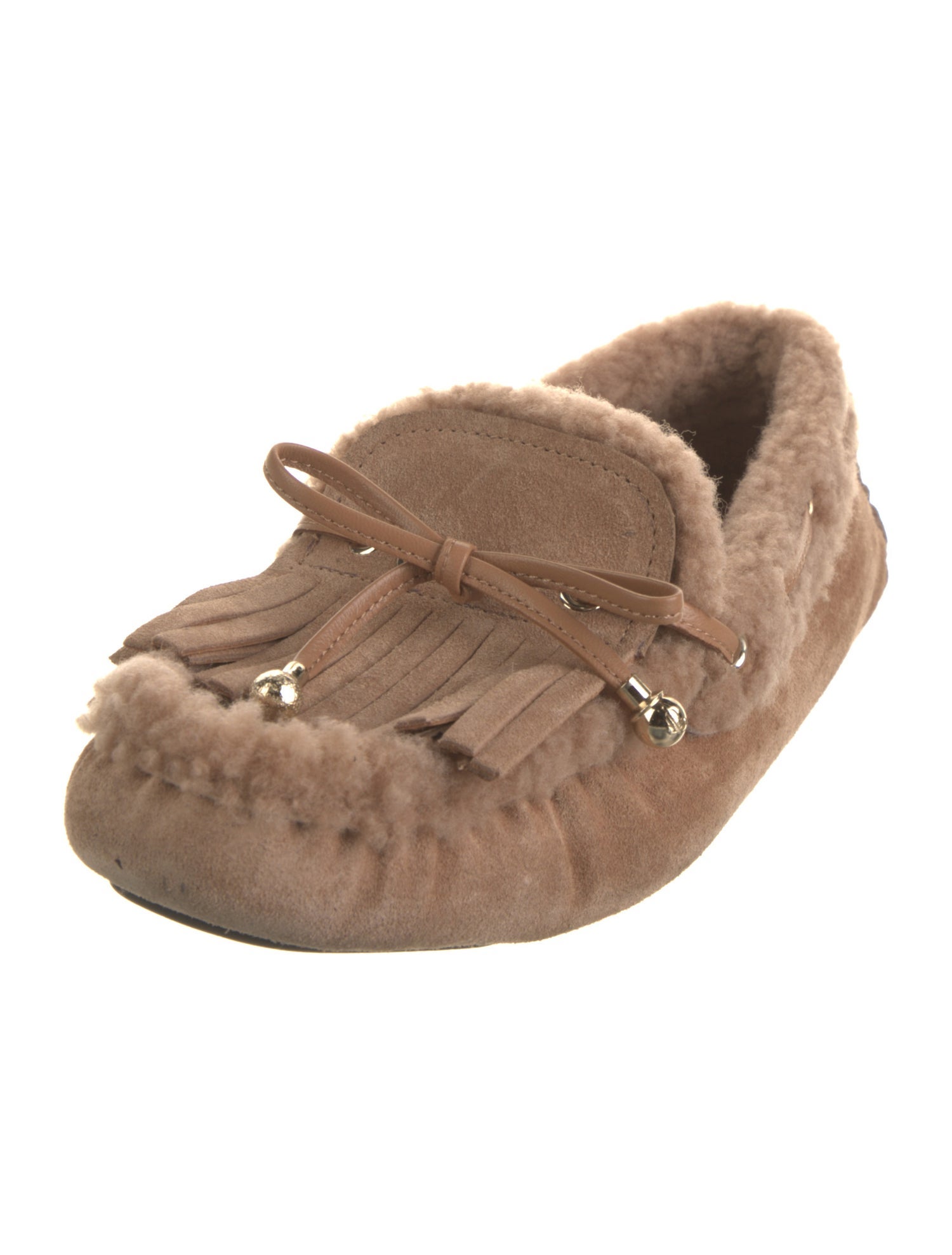 Jimmy Choo Suede Whipstitch Trim Moccasins