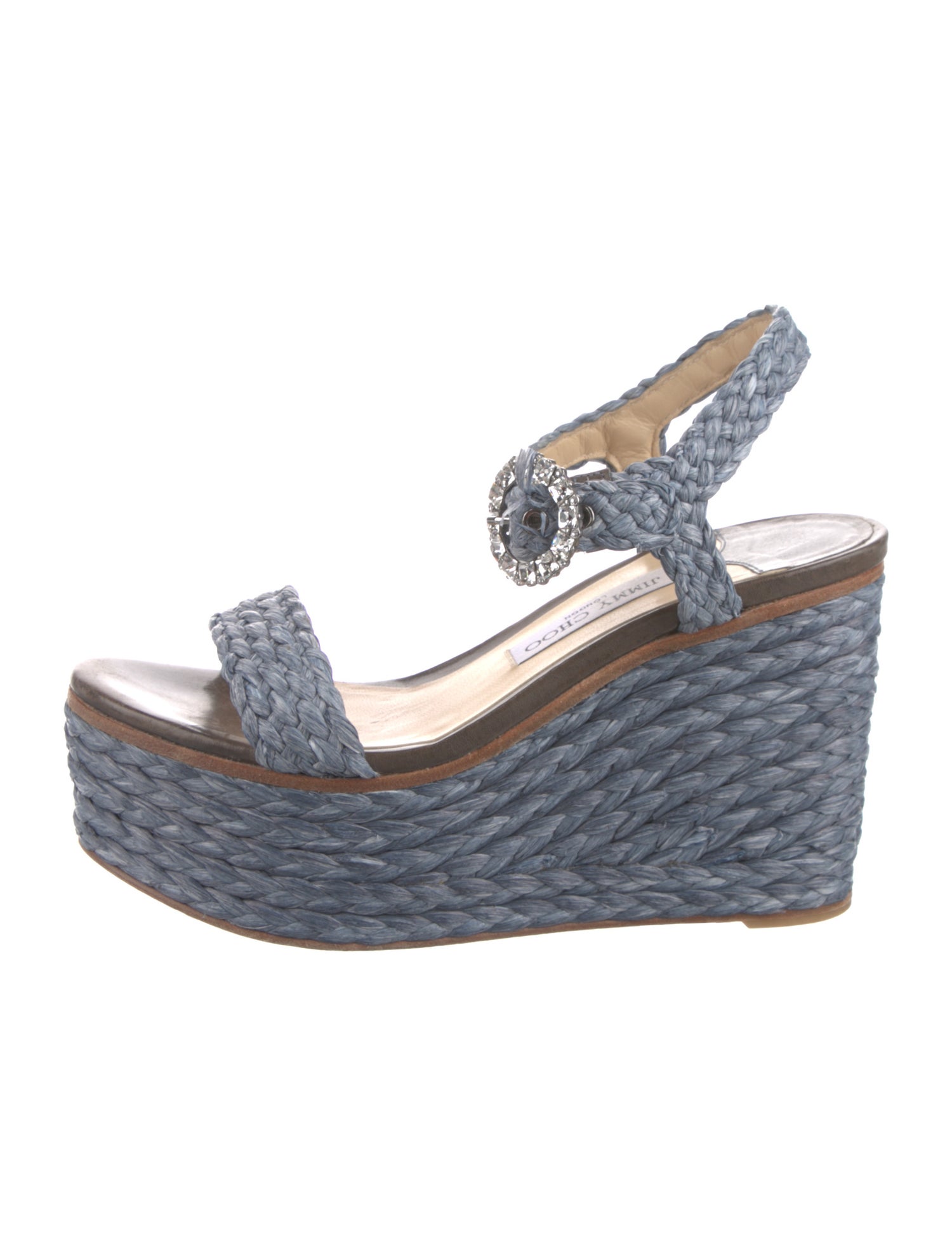 Jimmy Choo Straw Crystal Embellishments Espadrilles