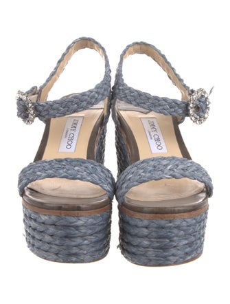 Jimmy Choo Straw Crystal Embellishments Espadrilles