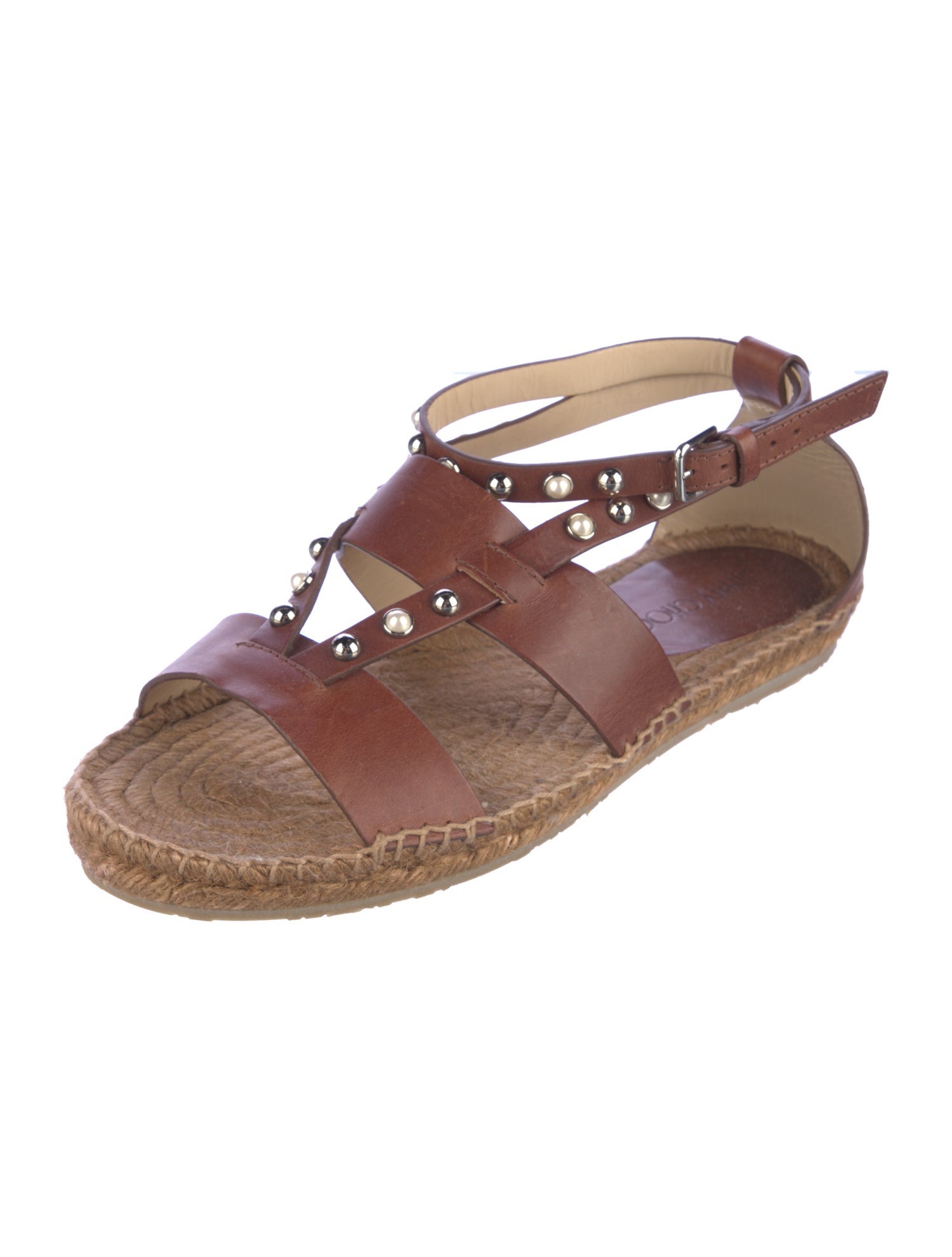 Jimmy Choo Leather Studded Accents Espadrilles