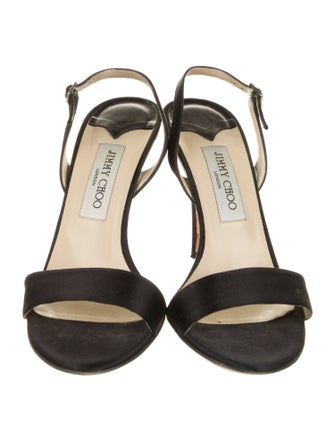 Jimmy Choo Satin Crystal Embellishments Slingback Sandals