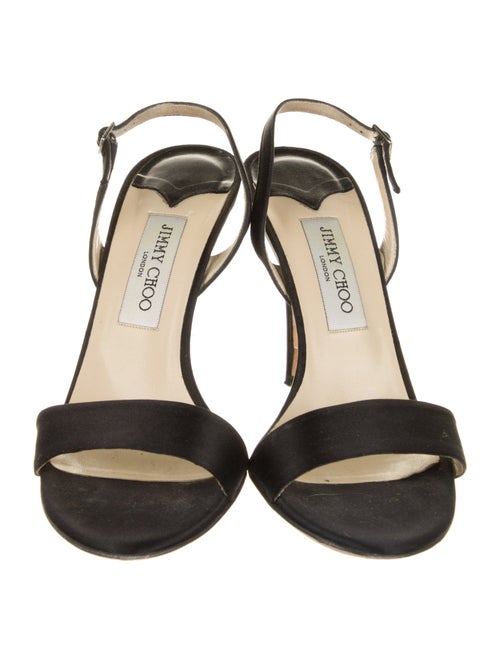 Jimmy Choo Satin Crystal Embellishments Slingback Sandals
