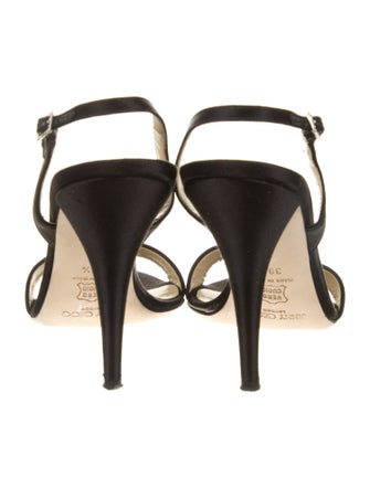 Jimmy Choo Satin Crystal Embellishments Slingback Sandals