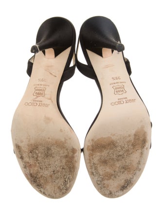 Jimmy Choo Satin Crystal Embellishments Slingback Sandals