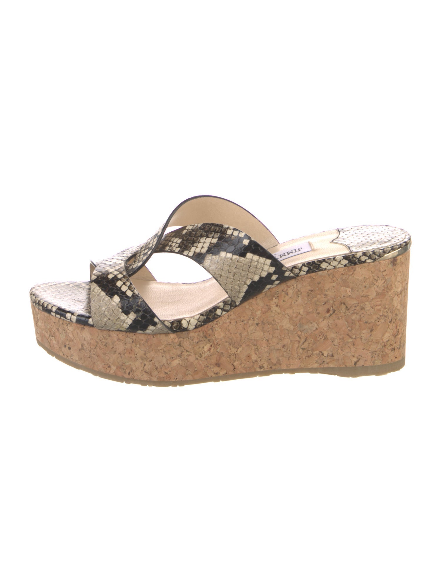 Jimmy Choo Leather Animal Print Slides