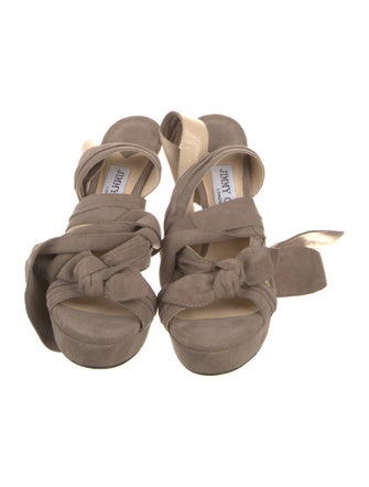 Jimmy Choo Suede Bow Accents Sandals