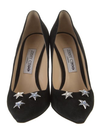 Jimmy Choo Suede Crystal Embellishments Pumps