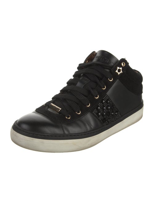 Jimmy Choo Leather Crystal Embellishments Sneakers