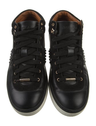 Jimmy Choo Leather Crystal Embellishments Sneakers