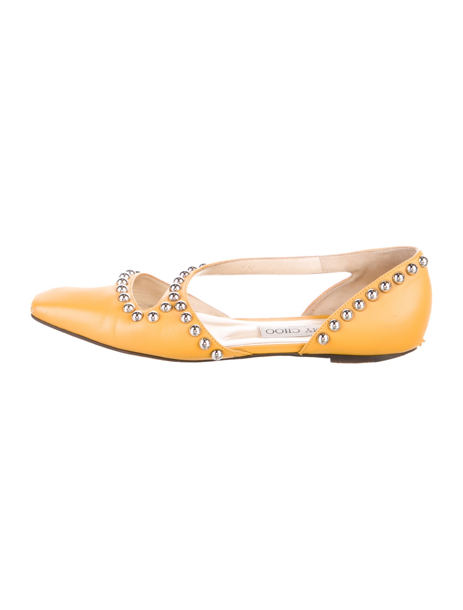 Jimmy Choo Leather Studded Accents D'Orsay Flats