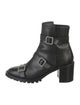 Jimmy Choo Leather Crystal Embellishments Moto Boots
