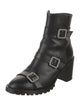 Jimmy Choo Leather Crystal Embellishments Moto Boots