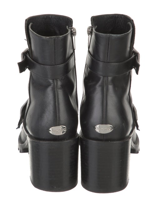 Jimmy Choo Leather Crystal Embellishments Moto Boots