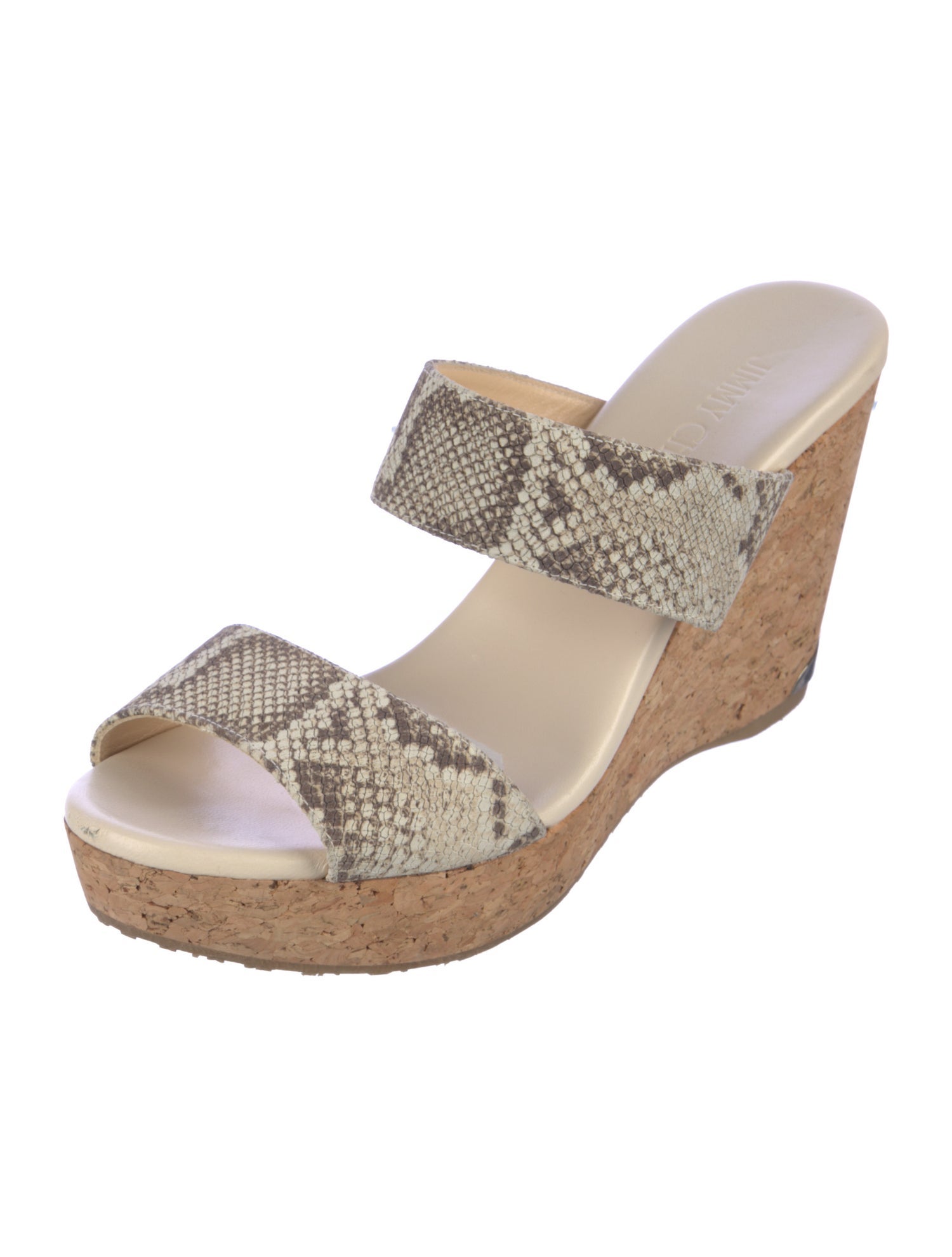 Jimmy Choo Leather Animal Print Slides